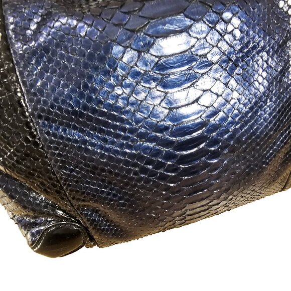 GUCCI Authentic Rare Exotic Python Leather Tote Hobo Large Metallic Blue Handbag - Picture 16 of 16